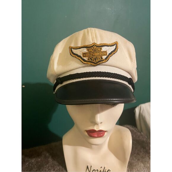 Vintage White Harley Davidson Cap Hat Large Made in USA - Picture 1 of 13